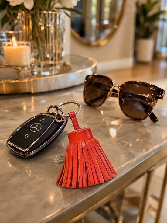 Hermes Accessories - AUTHENTIC HERMES CARMEN PORTE CLES RED LEATHER TASSEL KEYCHAIN BAG CHARM